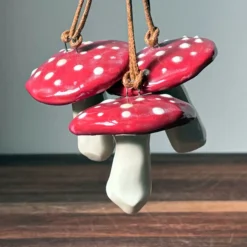 Handmade Pottery Mushroom Ornaments