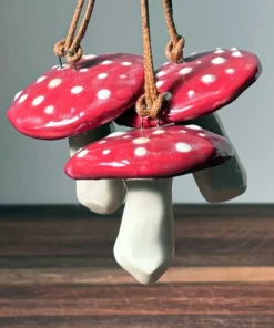 Handmade Pottery Mushroom Ornaments