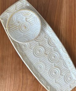 handmade pottery sushi set in cream glaze