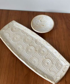 handmade pottery sushi set in cream glaze