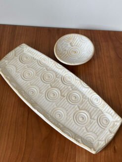 handmade pottery sushi set in cream glaze