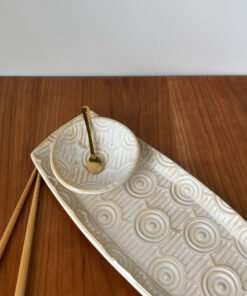 handmade pottery sushi set in cream glaze
