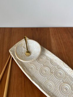 handmade pottery sushi set in cream glaze