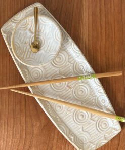 handmade pottery sushi set in cream glaze