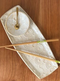 handmade pottery sushi set in cream glaze