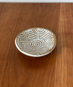 Handmade Pottery Bowl with a interlocking circular stamped pattern