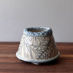 Pottery Vase with hand drawn botanical design
