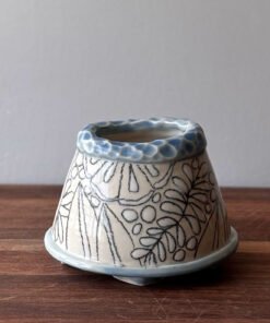 Pottery Vase with hand drawn botanical design