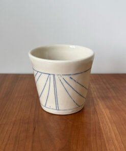 Small Pottery Vase with blue inlay lines
