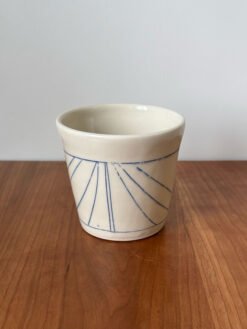 Small Pottery Vase with blue inlay lines