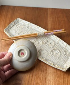 handmade pottery sushi set in cream glaze