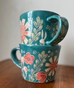 Hand Painted Botanicals Pattern Coffee Mug - 12 oz