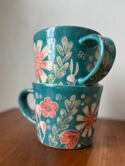 Hand Painted Botanicals Pattern Coffee Mug - 12 oz