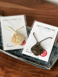 Pottery Pendant Necklace - cream or brown