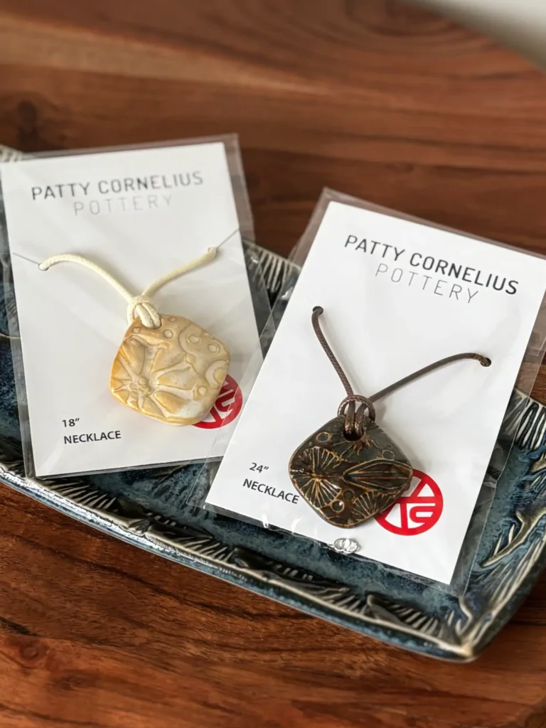 Pottery Pendant Necklace - cream or brown