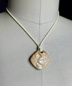 Alternative view of Pottery Pendant Necklace - cream or brown