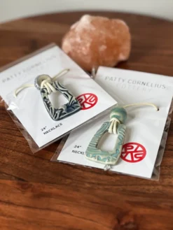 Pottery Pendant Necklace on 24" Cord