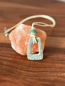 Alternative view of Pottery Pendant Necklace on 24" Cord