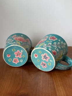 Alternative view of Hand Painted Botanical Pattern Coffee Mug - teal - 12 oz