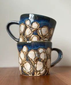 cherry blossom pottery coffee mug
