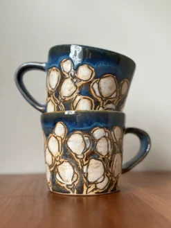 cherry blossom pottery coffee mug